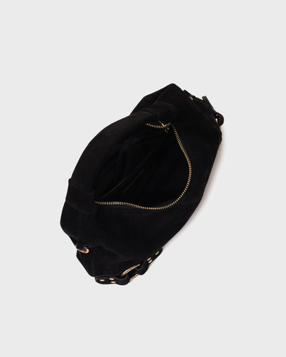 Núnoo Dandy Fringe Suede Black w. Gold Tassen