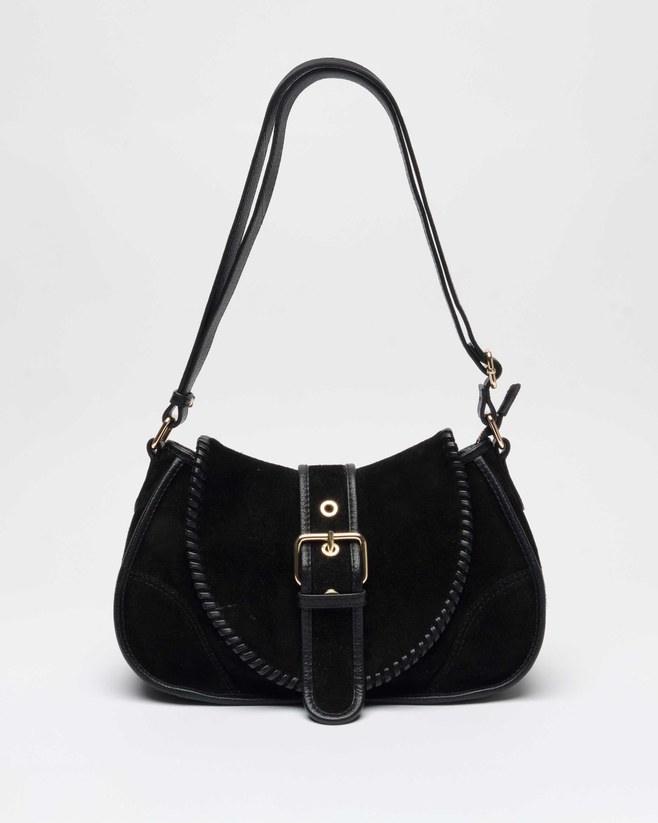 Núnoo Maria Stitch Suede Black w. Gold Tassen