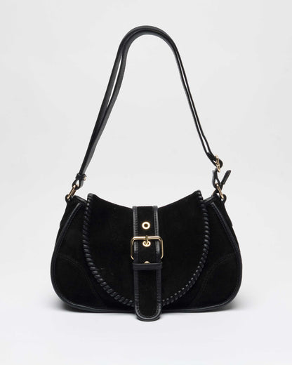 Núnoo Maria Stitch Suede Black w. Gold Tassen