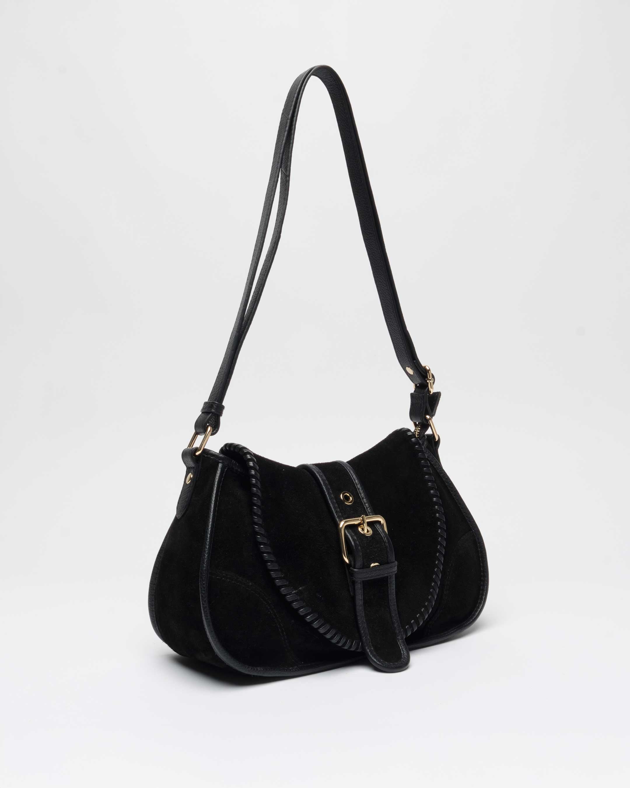 Núnoo Maria Stitch Suede Black w. Gold Tassen