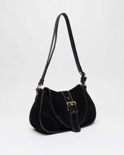 Núnoo Maria Stitch Suede Black w. Gold Tassen