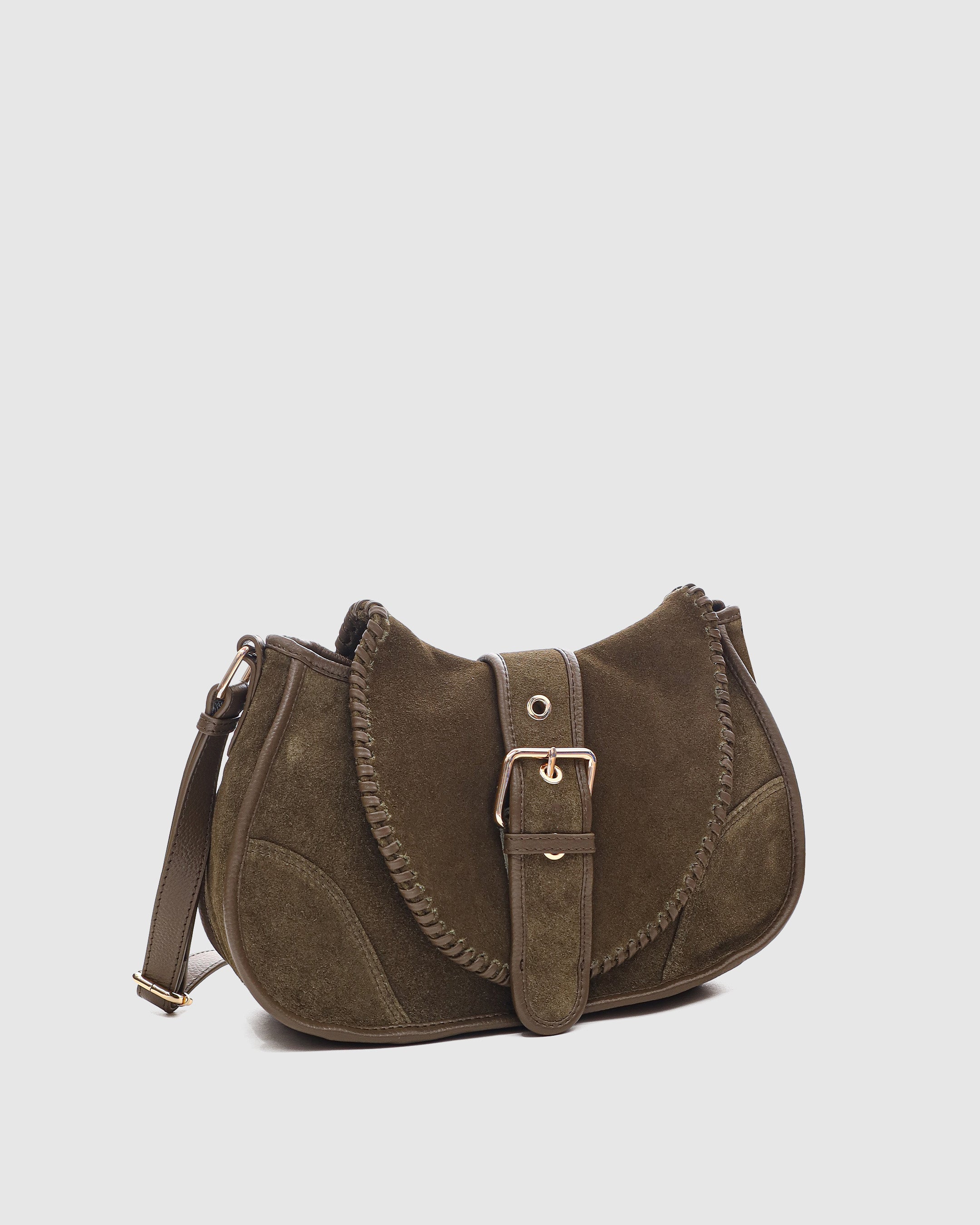 Núnoo Maria Stitch Suede Dark Olive w. Gold Tassen