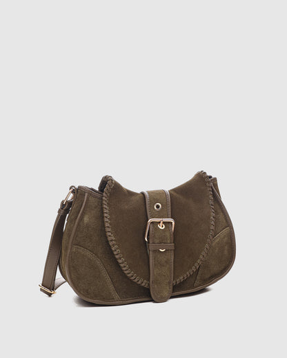 Núnoo Maria Stitch Suede Dark Olive w. Gold Tassen