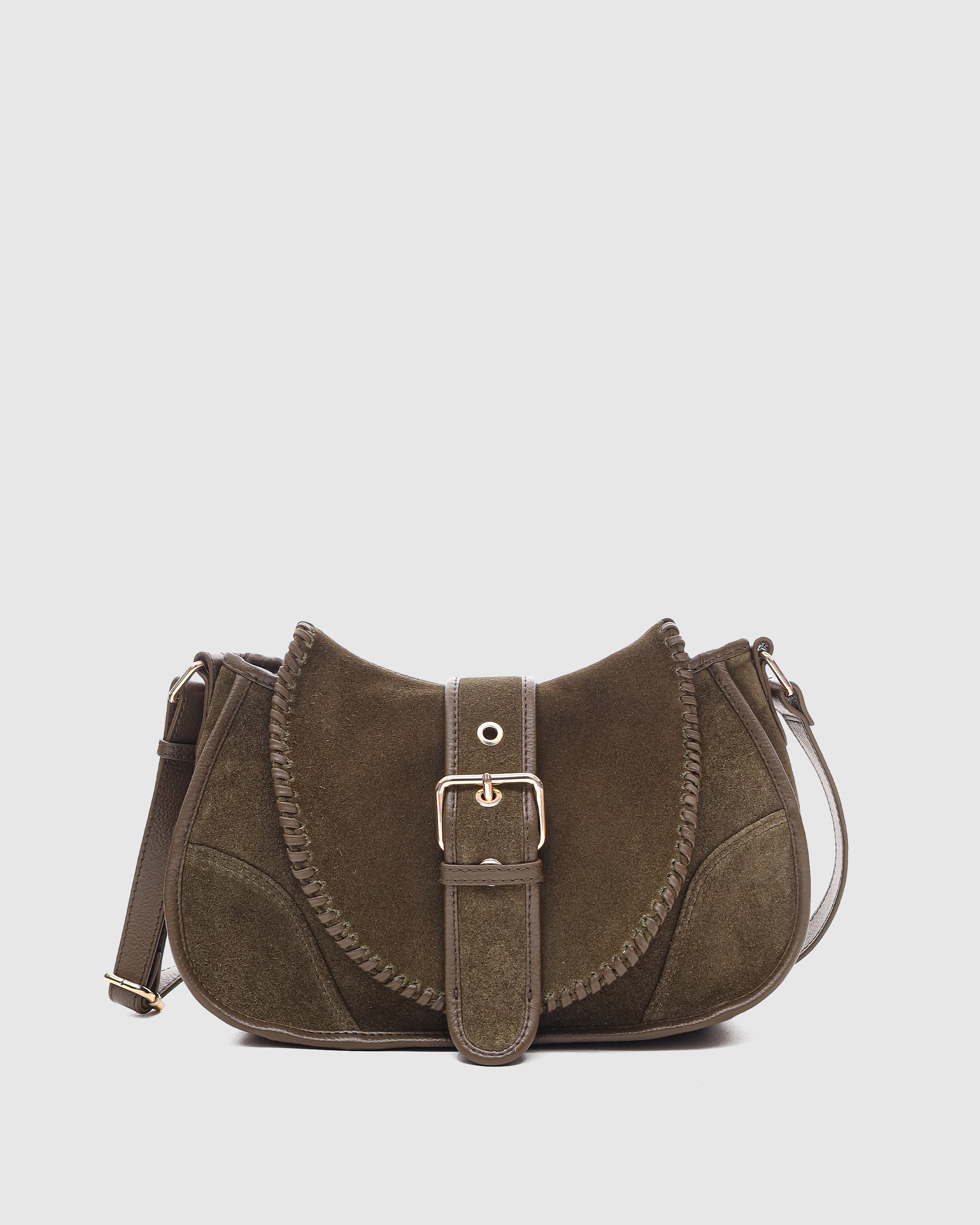 Núnoo Maria Stitch Suede Dark Olive w. Gold Tassen