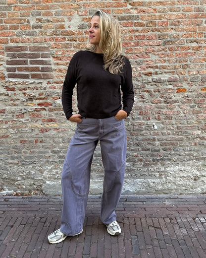 Hej Julie Collection Zoey Sweater Chocolate Onze size
