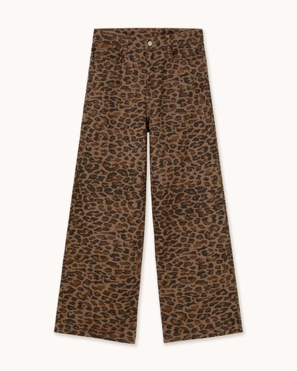The Tiny Big Sister Animal Print Berta Long Denim Mocha Jeans