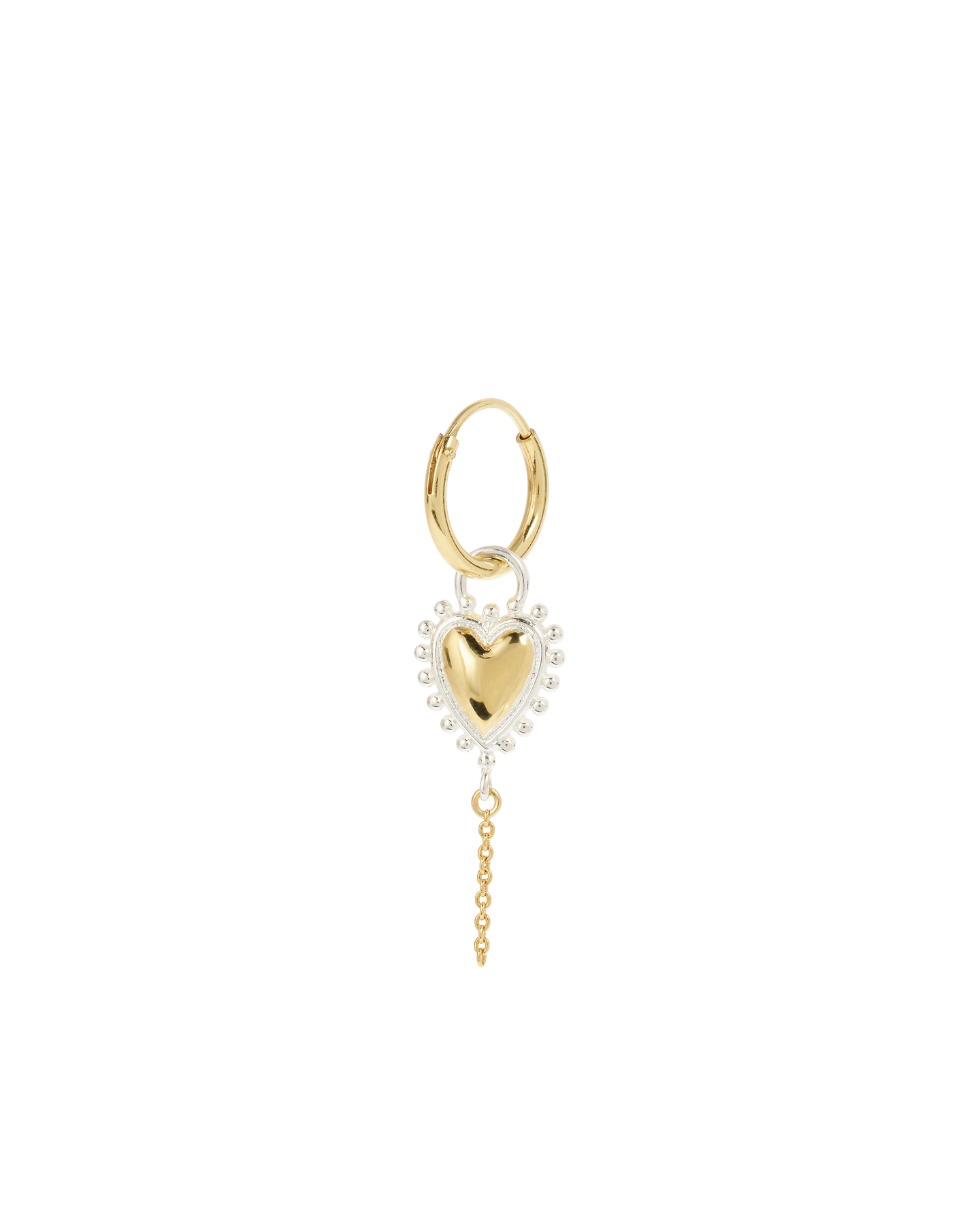 Anna + Nina Single Bravery Heart Hoop Oorbel (1 stuk)