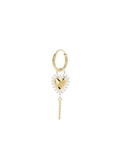 Anna + Nina Single Bravery Heart Hoop Oorbel (1 stuk)