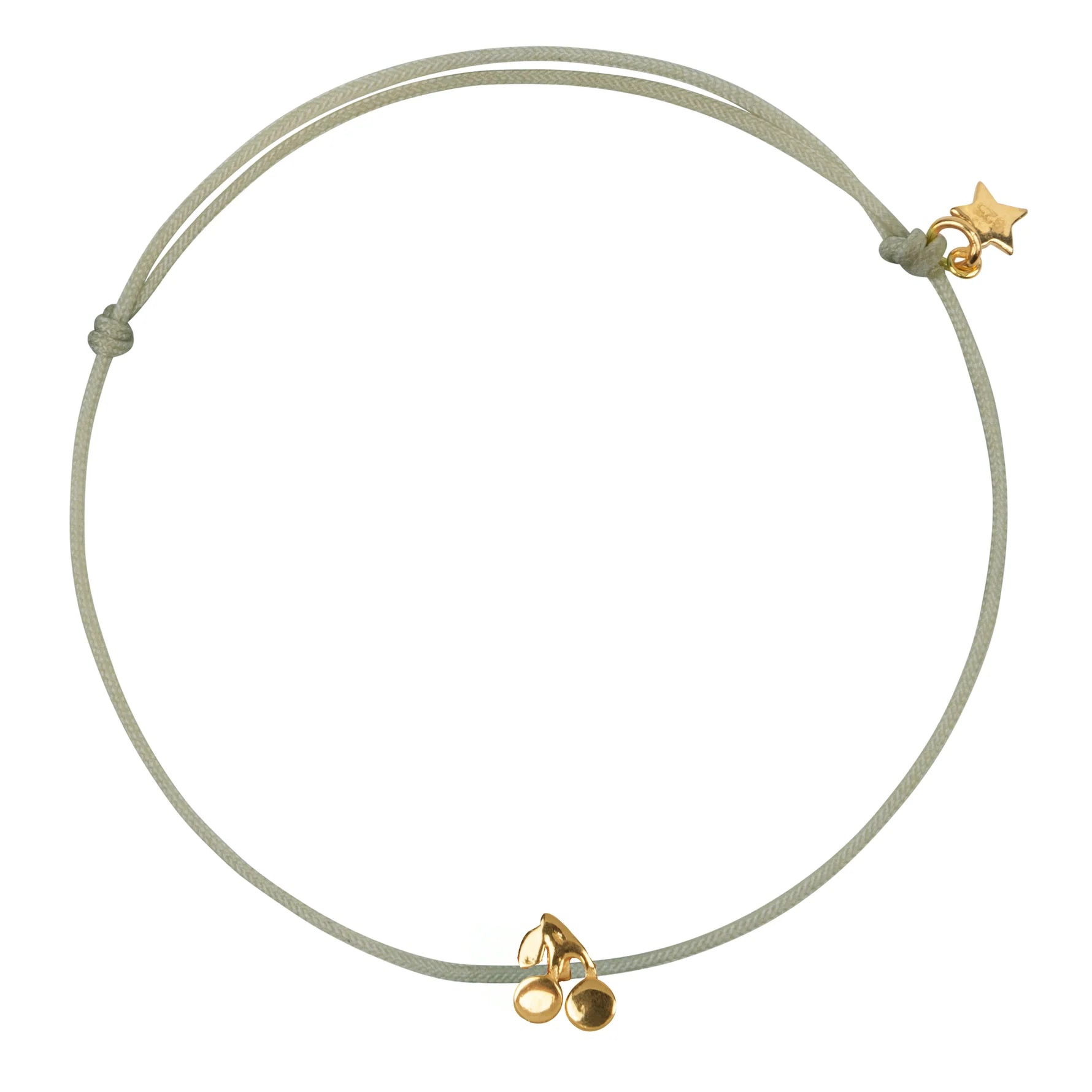 Betty Bogaers Cherry Rope Bracelet Gold Plated Plain Moss Green Rope