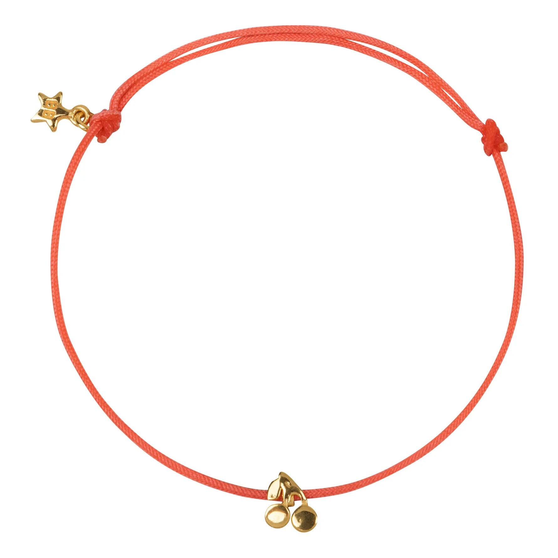 Betty Bogaers Cherry Rope Bracelet Gold Plated Plain Pink Rope