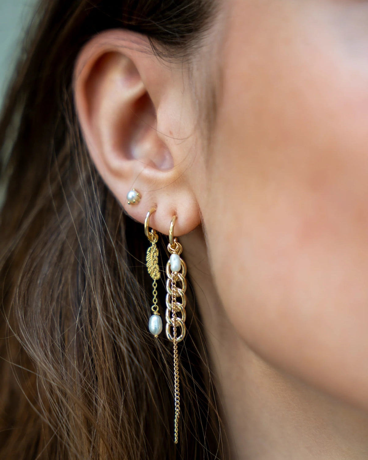 Little Feather Stud Hoop Oorbellen (2 stuks)