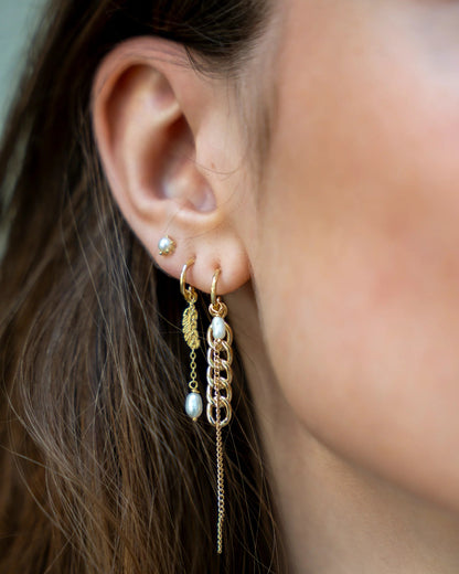 Little Feather Stud Hoop Oorbellen (2 stuks)