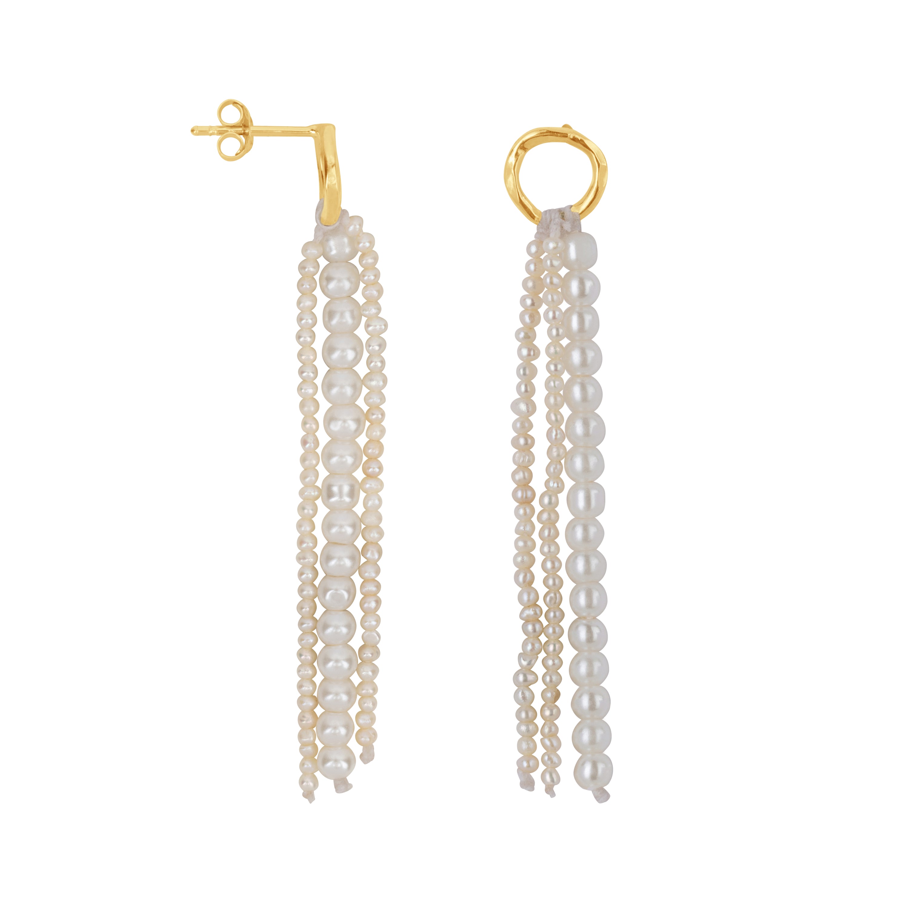 Betty Bogaers Circle Pearls Strings Stud Earring