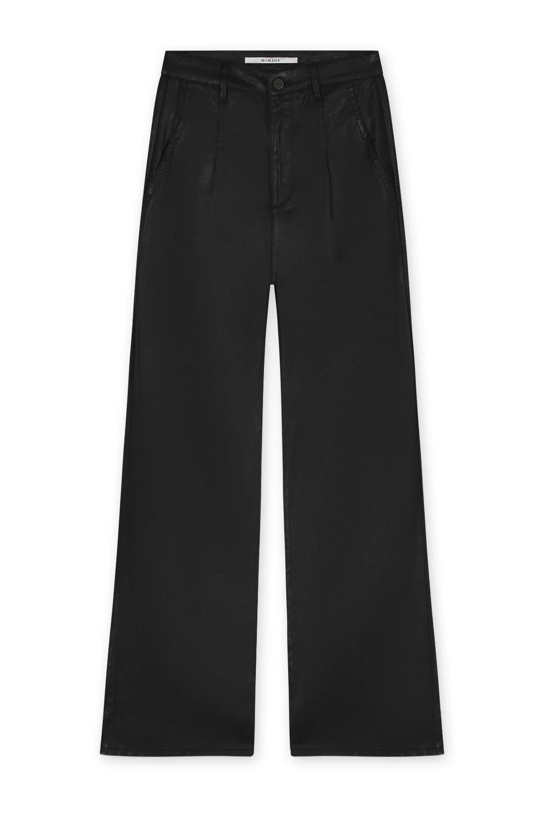 Homage to Denim Flowy Coated Pleated Jeans Black Coated Jeans
