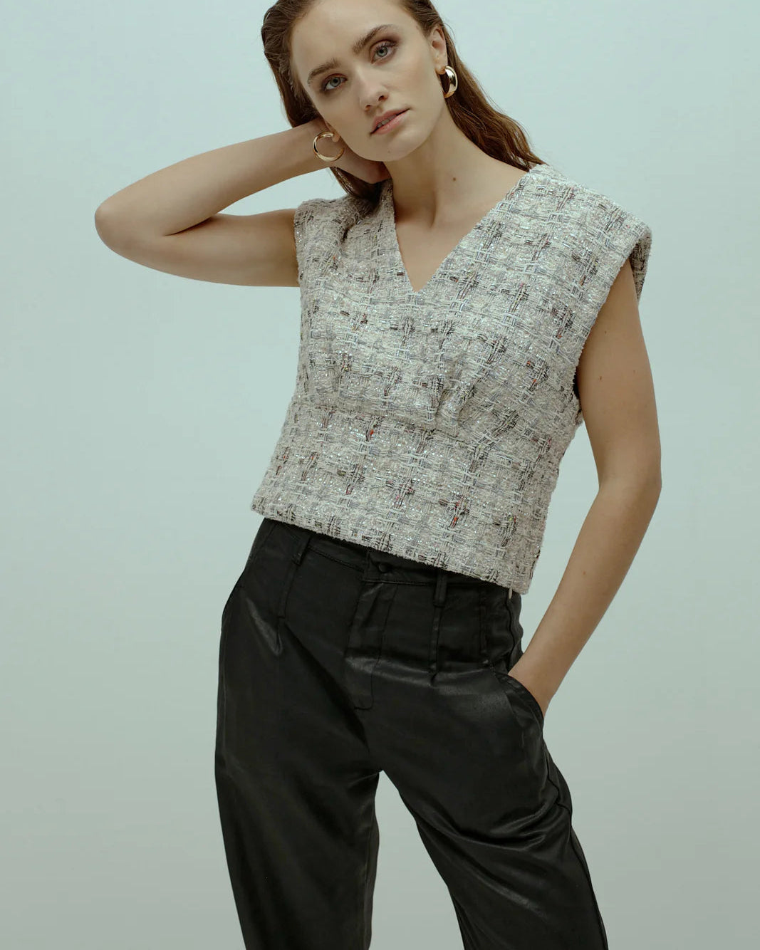 Homage to Denim Flowy Coated Pleated Jeans Jeans