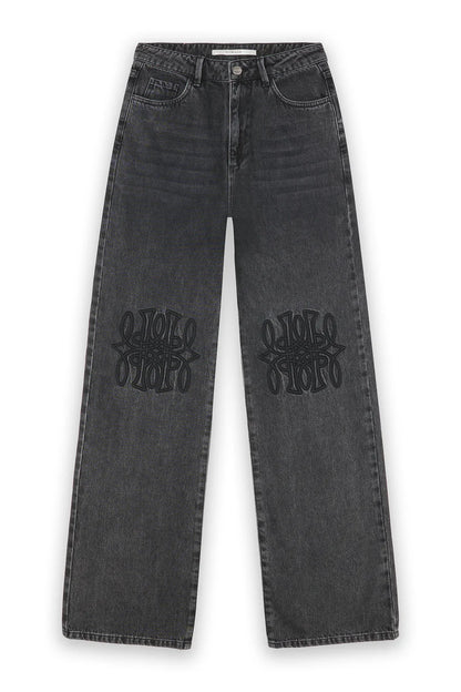 Homage to Denim Straight Leg Jeans met Knie Detail Jeans