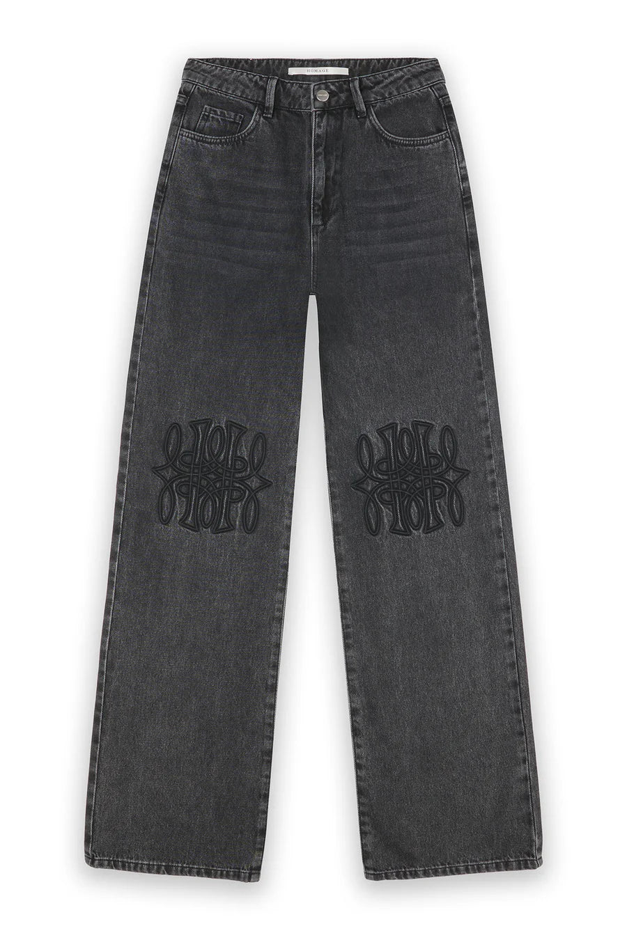 Homage to Denim Straight Leg Jeans met Knie Detail Jeans