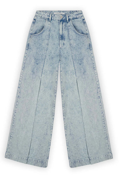 Homage to Denim Wide Leg Jeans With Pleat Detail Vintage Blue Jeans