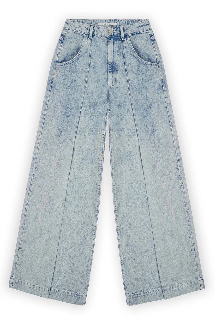 Homage to Denim Wide Leg Jeans With Pleat Detail Vintage Blue Jeans