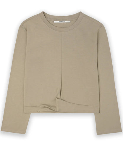 Homage to Denim Long Sleeve Tee met Knoopdetail Sand T-shirts