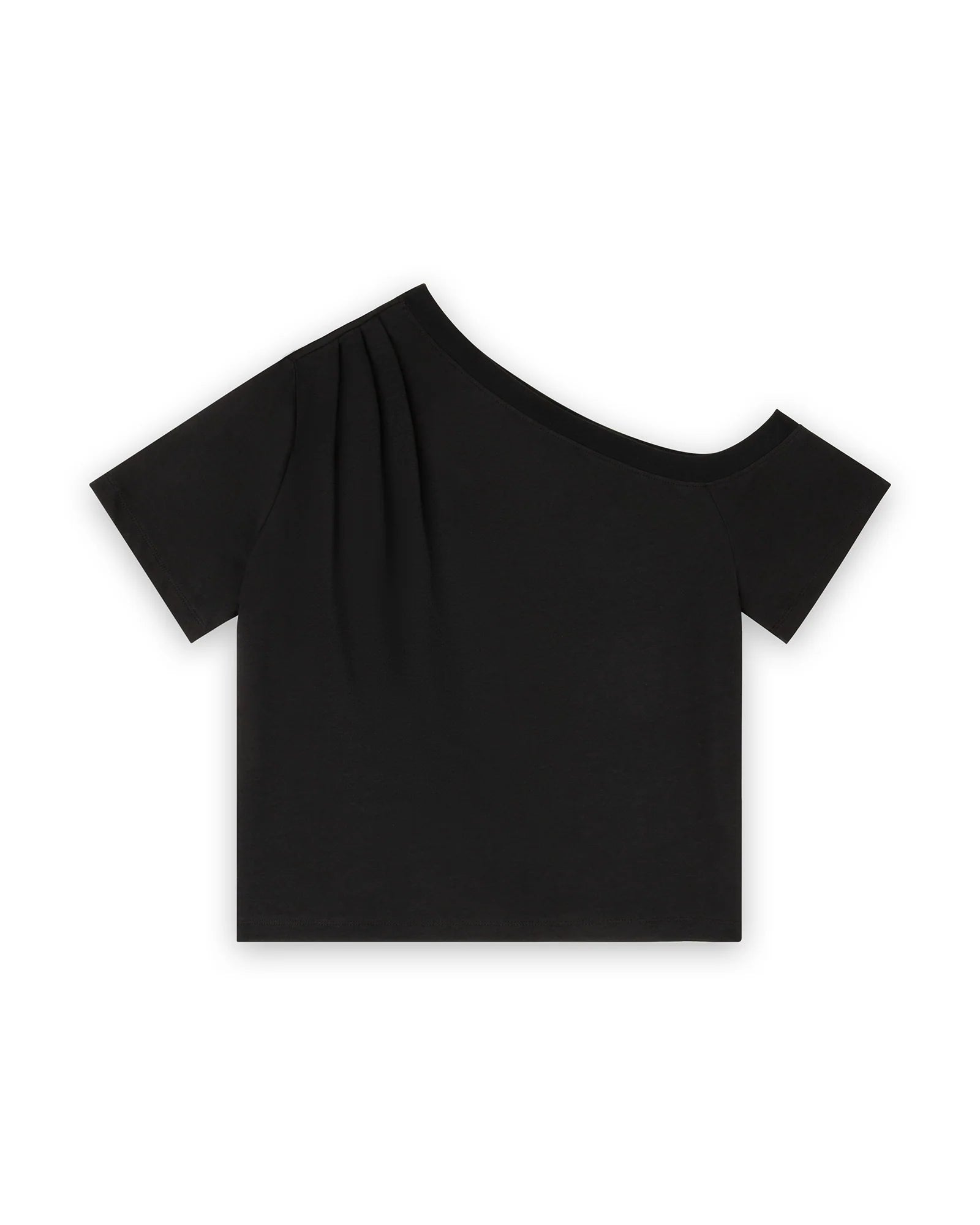 Homage to Denim Off Shoulder Top With Pleats Black Tops