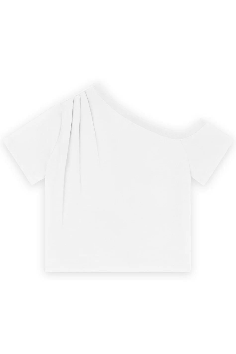 Homage to Denim Off Shoulder Top With Pleats Off White Tops