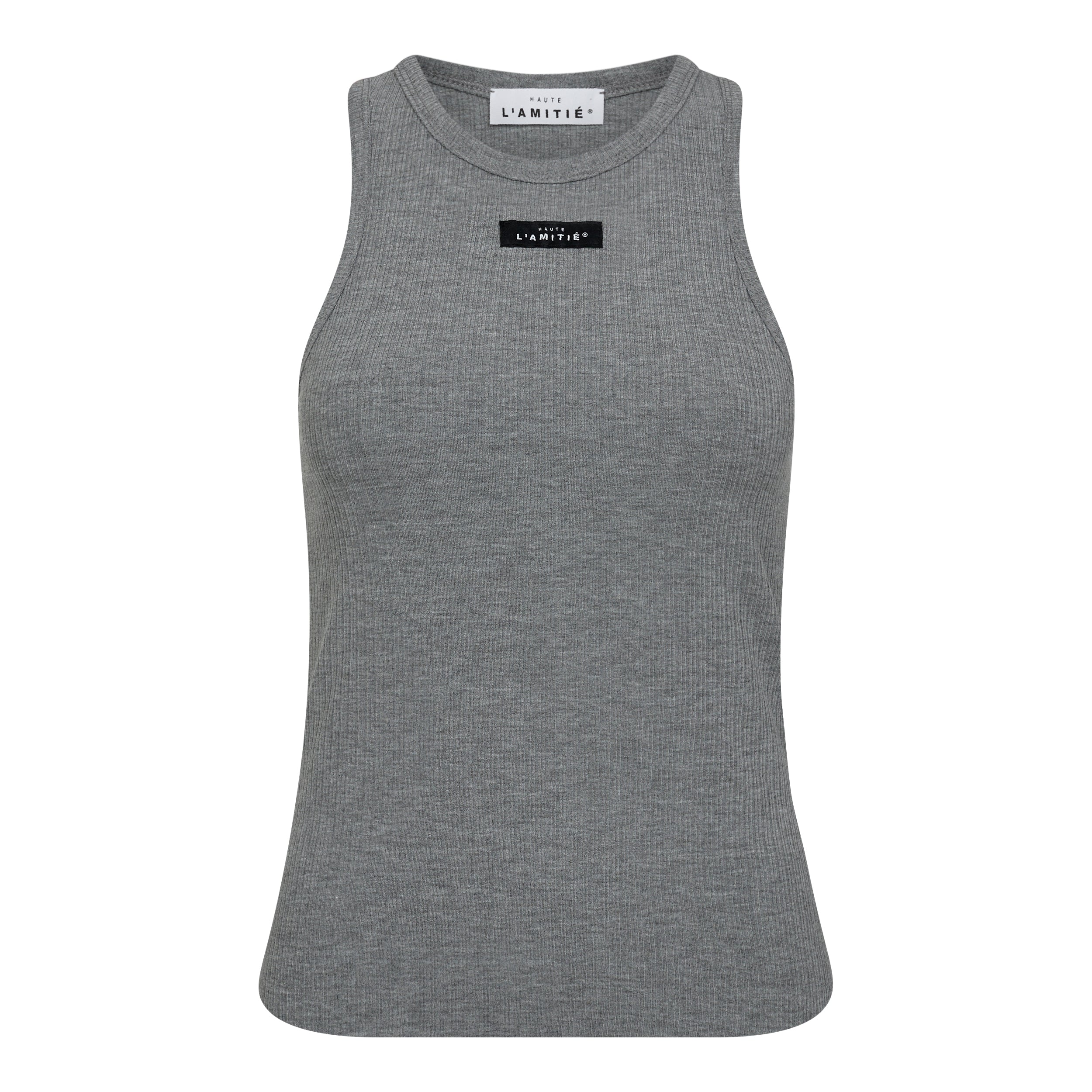 Haute L'amitié Tanktop Rib Dark Grey Melange Tops