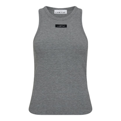 Haute L'amitié Tanktop Rib Dark Grey Melange Tops