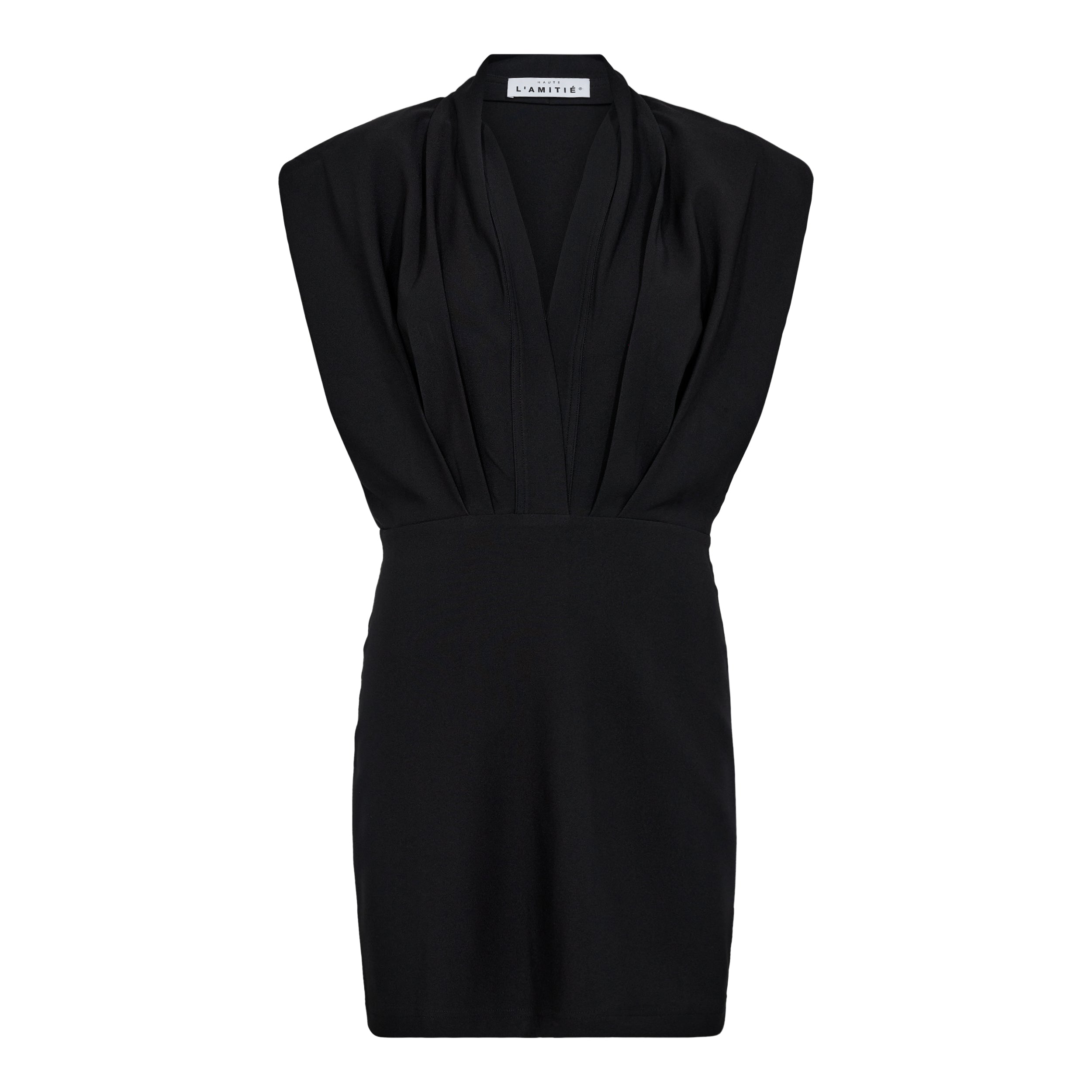 Haute L'amitié L'Egance Crop Drape Dress Black Jurken