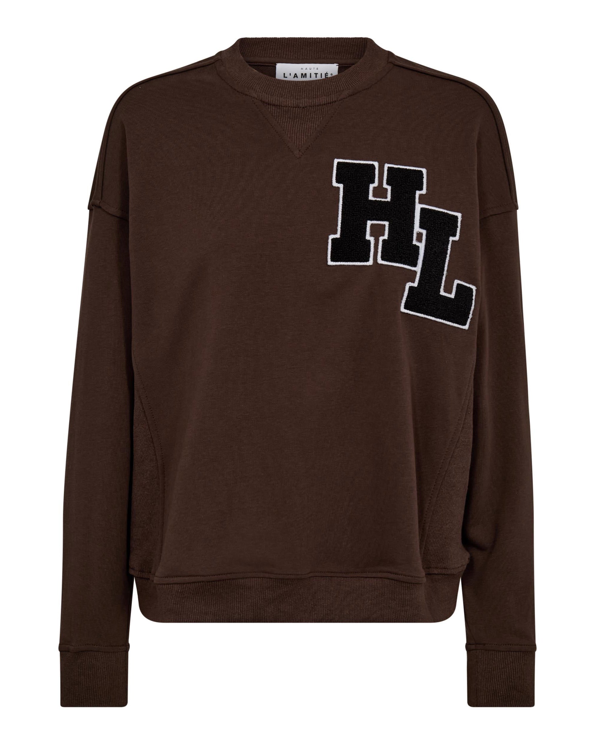 Haute L'amitié Sweater logo HL badge Mocca Truien & Vesten