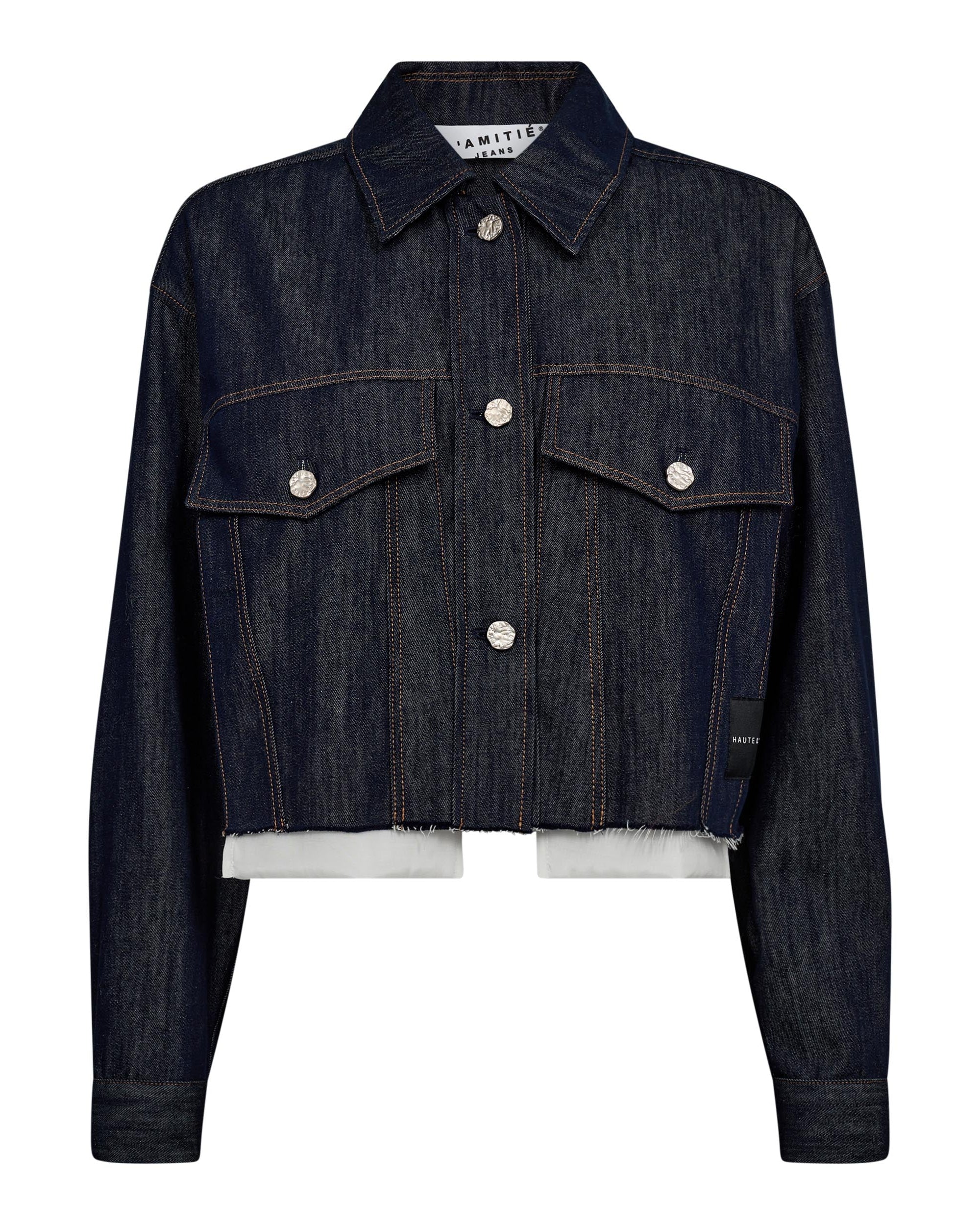 Haute L'amitié Denim Cargo Crop Shirt Blouses