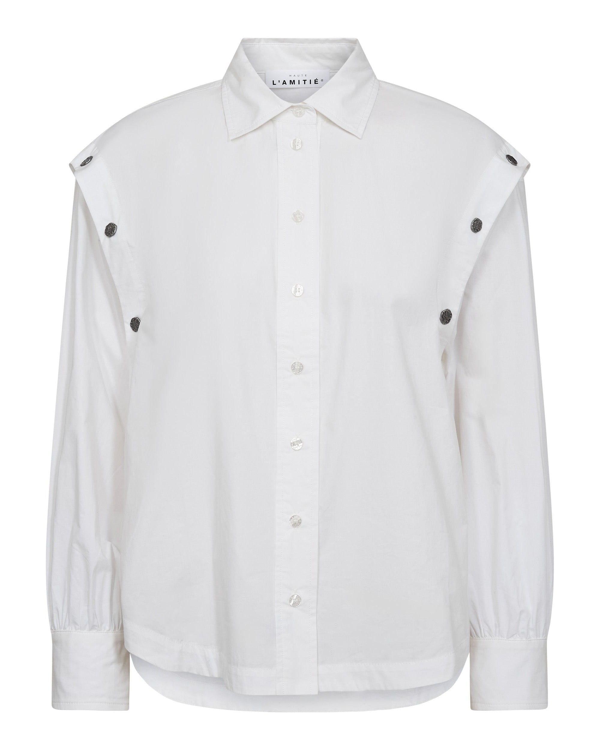 Haute L'amitié Button Sleeve Shirt White Blouses