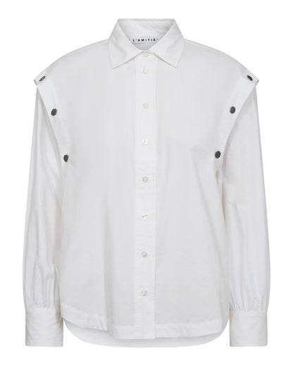 Haute L'amitié Button Sleeve Shirt White Blouses