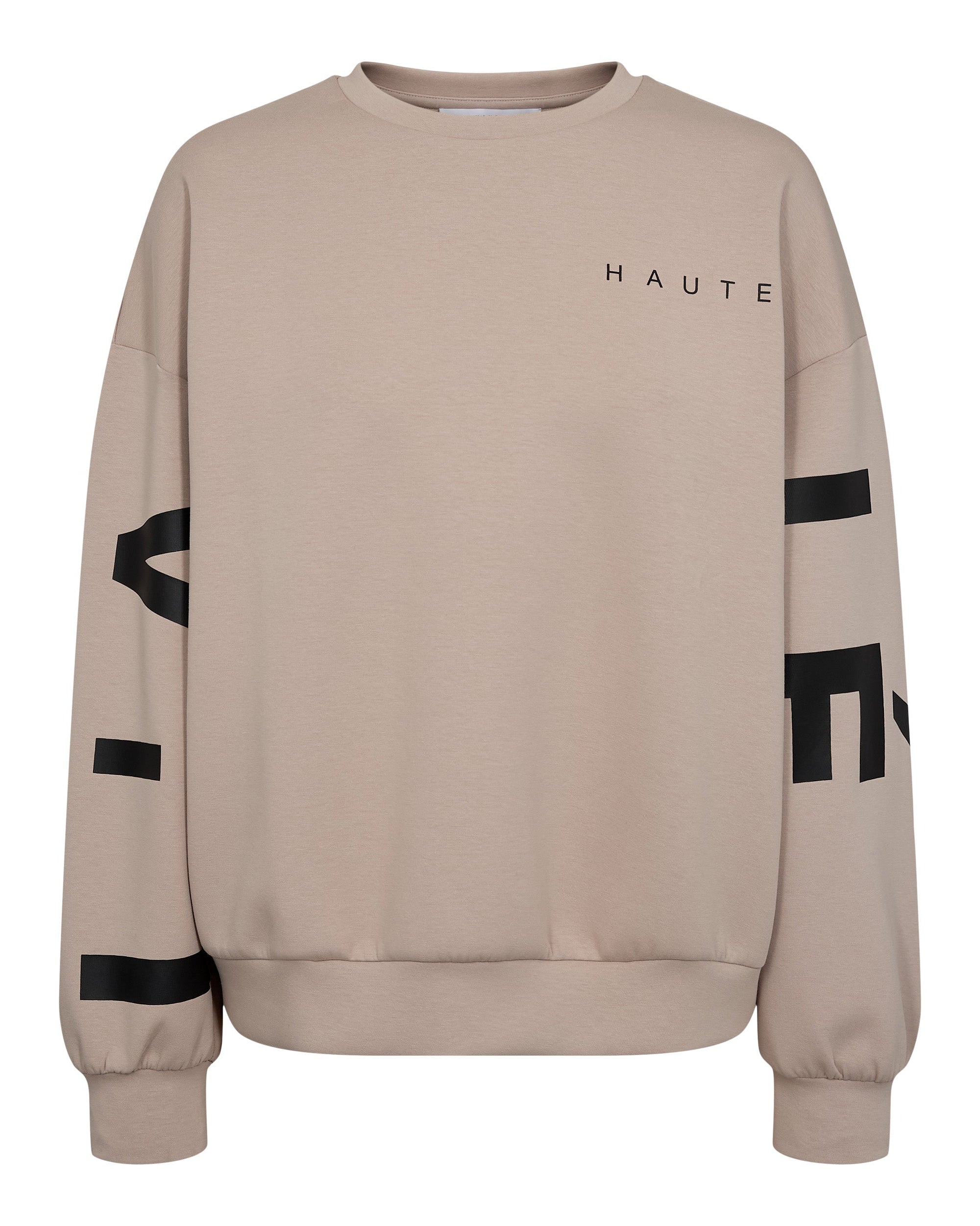 Haute L'amitié Maxi Split Logo Sweat Beige Truien & Vesten