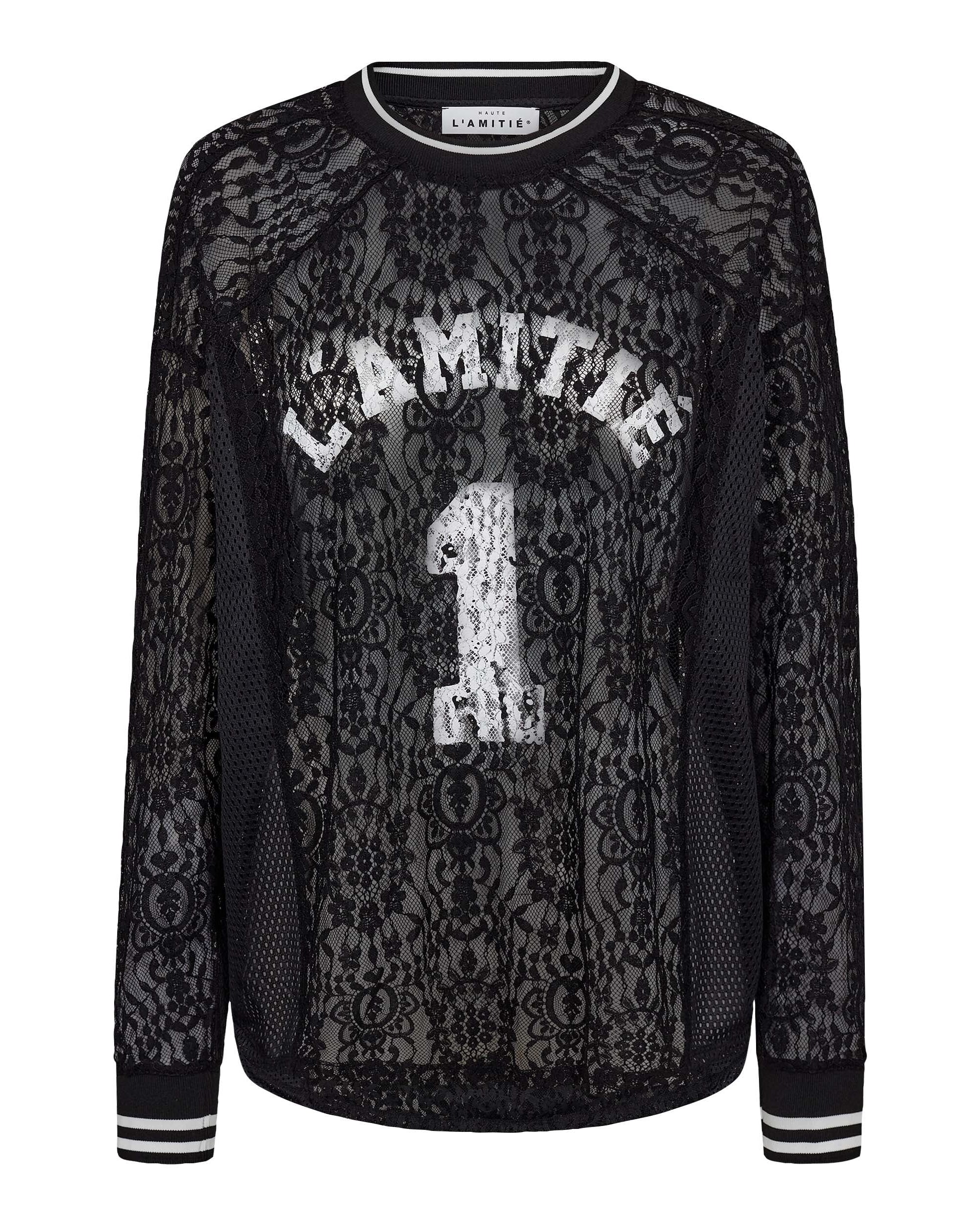 Haute L'amitié Lace LS Football Shirt Black Blouses