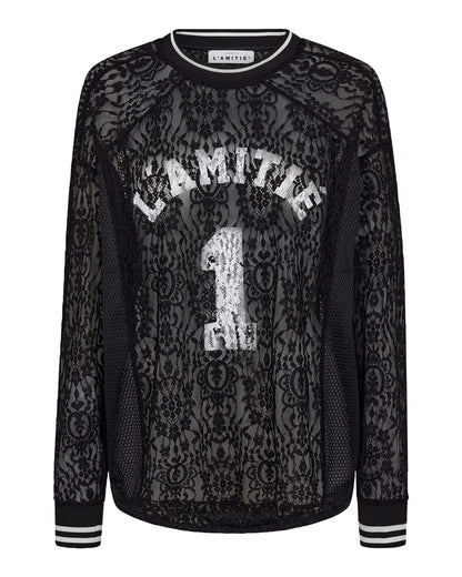 Haute L'amitié Lace LS Football Shirt Black Blouses