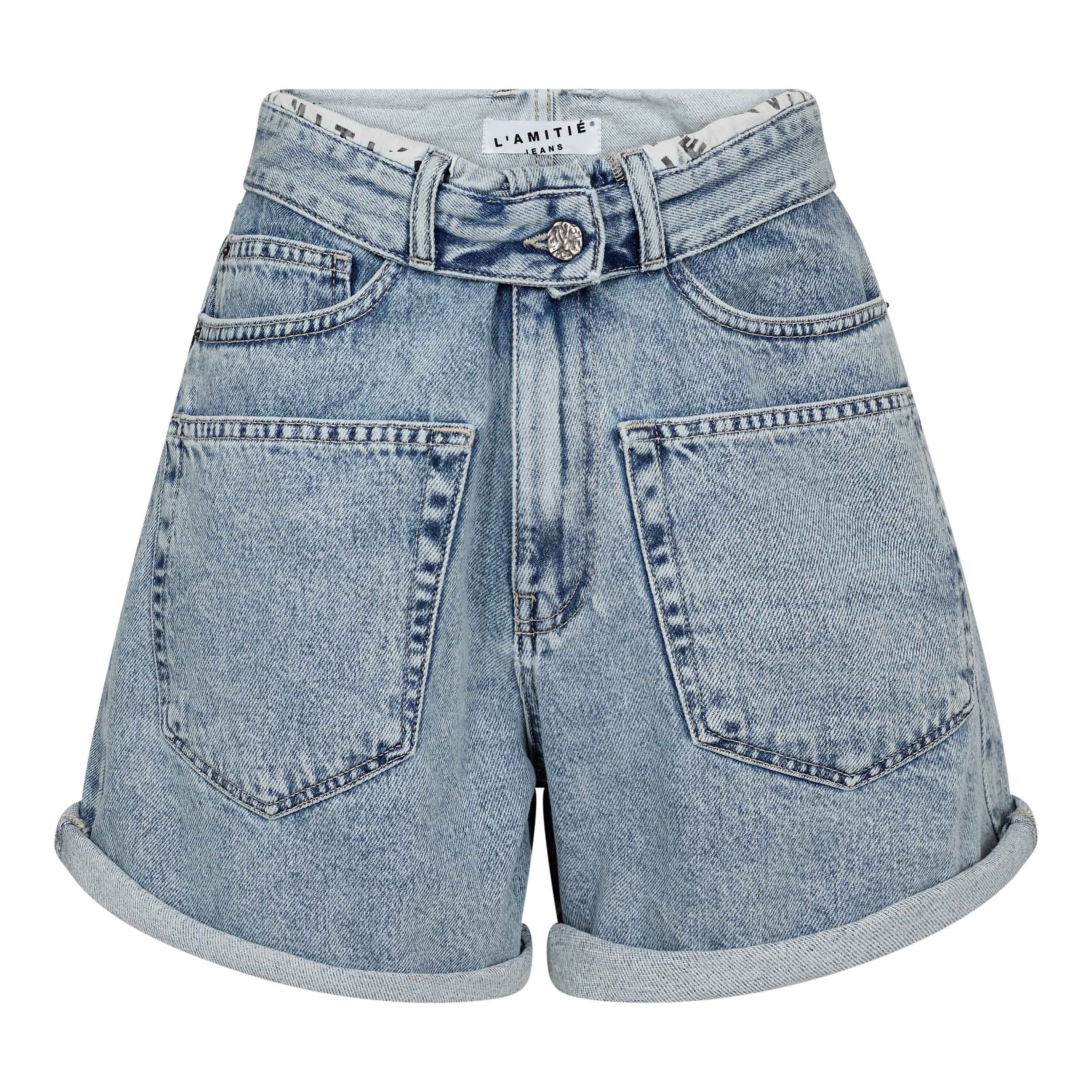 Haute L'amitié Flip Waist Shorts Bleached Denim