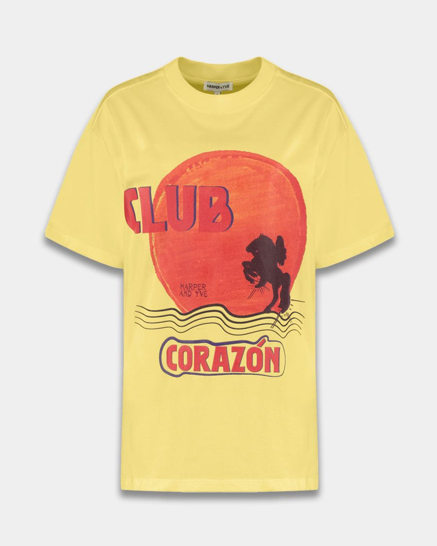 Harper & Yve Club Corazon T-shirt Light Yellow