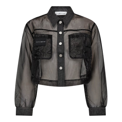 Haute L'amitié Organza Crop Denim Blouse
