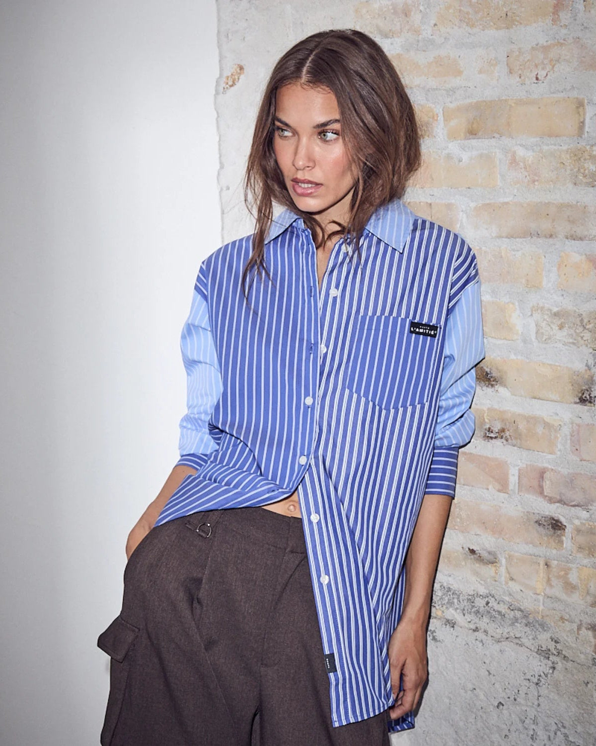 Haute L'amitié Blue Mix Stripe Blouse