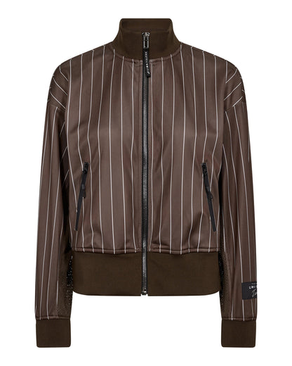 Haute L'amitié Pin Stripe Zip Sweat Jasje Mocca