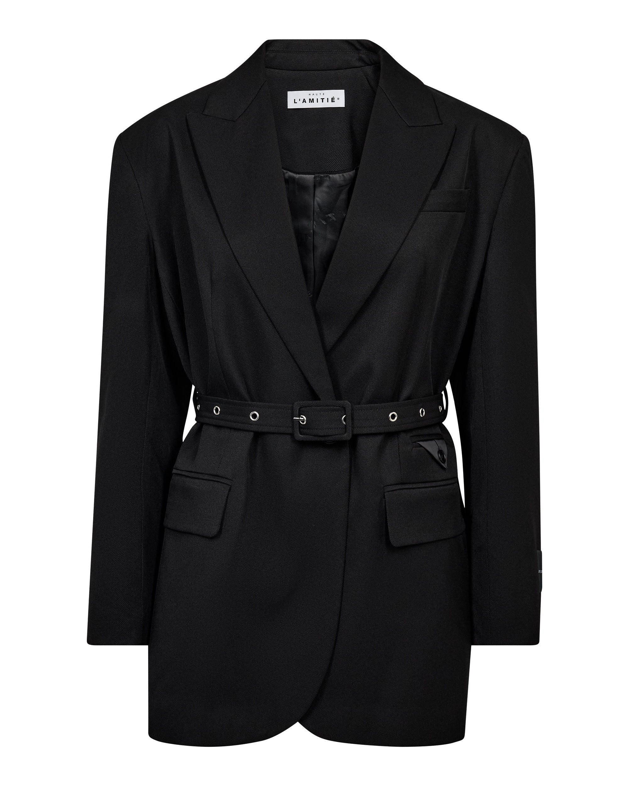 Haute L'amitié Premiere Oversize Belt Blazer Black