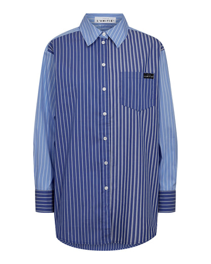 Haute L'amitié Blue Mix Stripe Blouse Blue Stripe