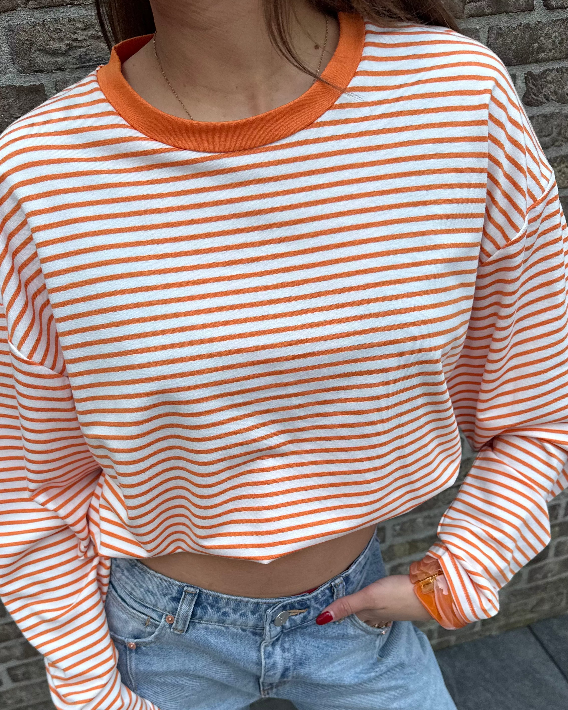 Hej Julie Collection T-shirt Stripe Oranje T-shirt