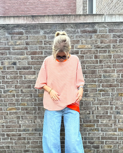 Hej Julie Collection T-shirt Stripe Oranje T-shirt