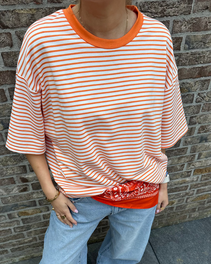 Hej Julie Collection T-shirt Stripe Oranje T-shirt