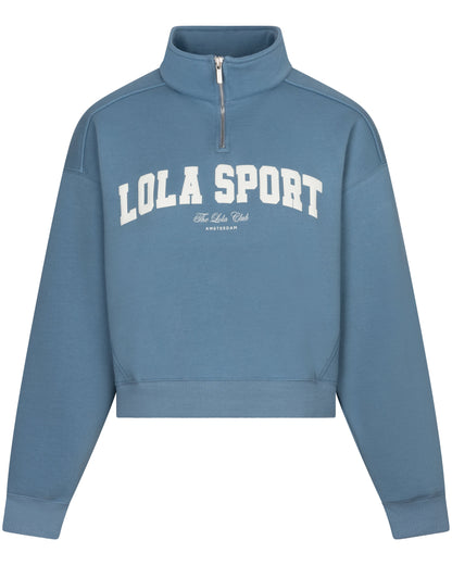 The Lola Club Jayla Half Zip Sweater Denim Blue Truien & Vesten