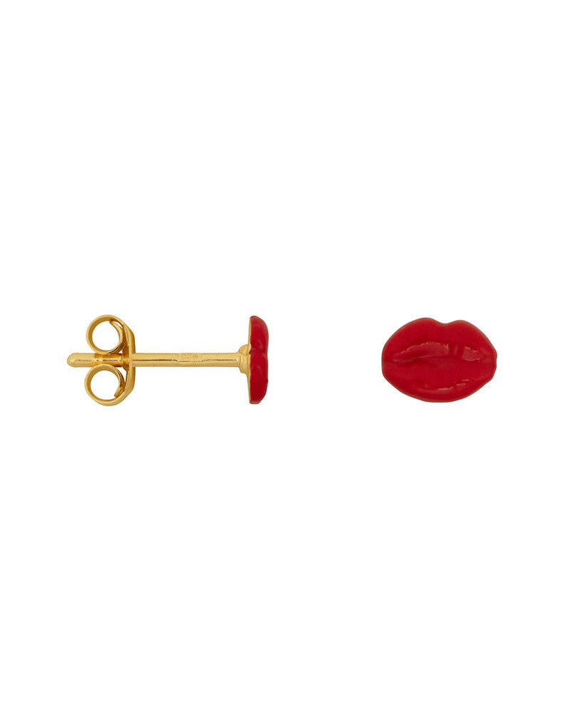 Betty Bogaers Lips Stud Earring Red Enamel (2 stuks) Accessoires