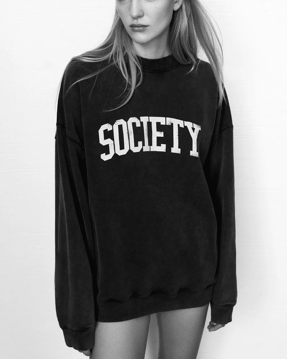 The New Society Sweatshirt Society Washed Grey Truien & Vesten