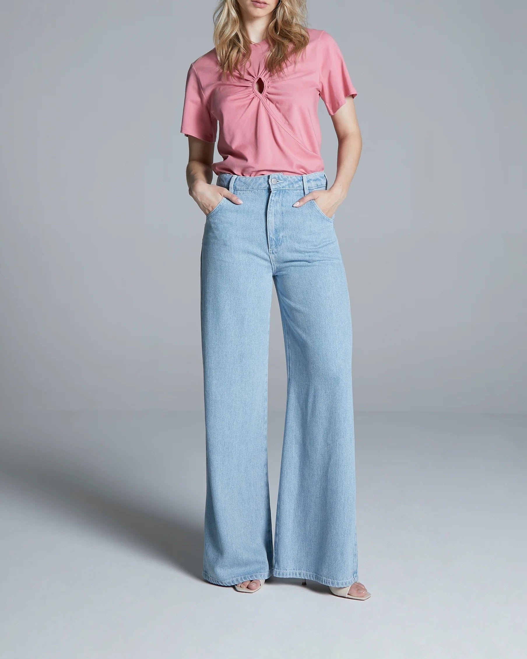 Homage to Denim Flowy Palazzo Jeans